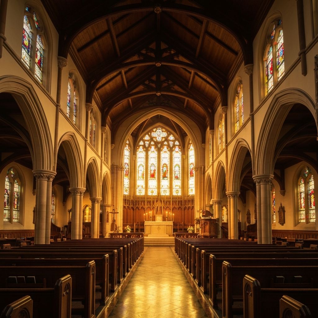 Stained glass windows inside All Saints Episcopal Church