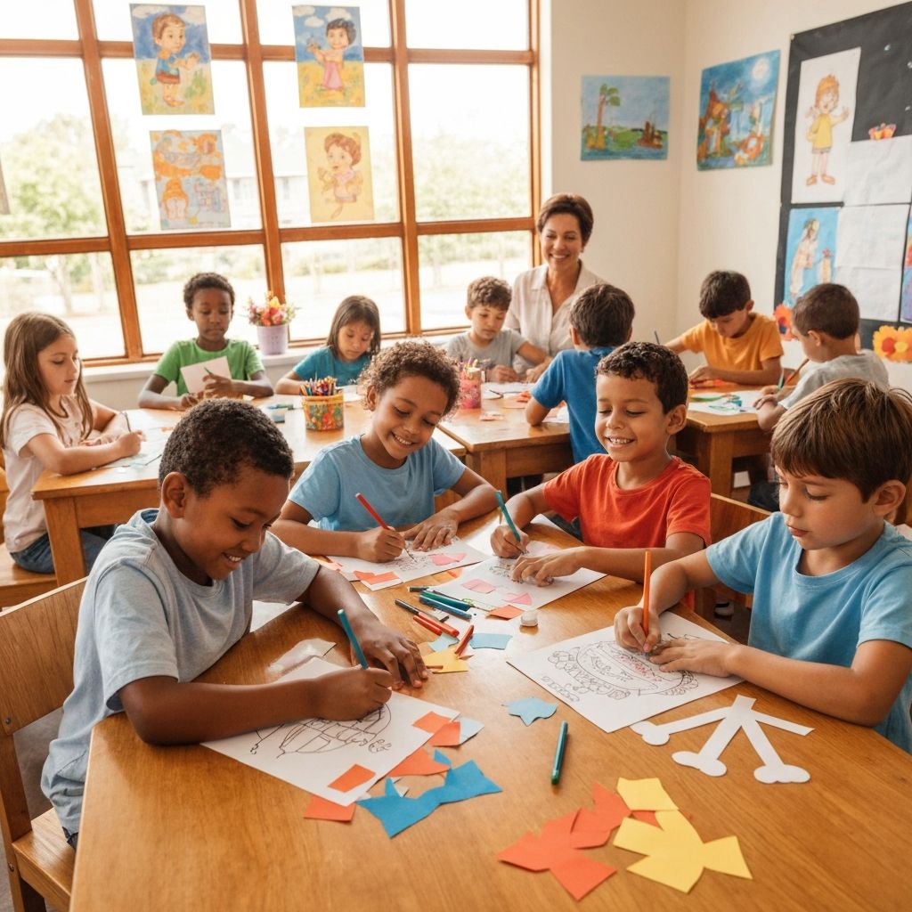 Children engaged in Sunday school activities
