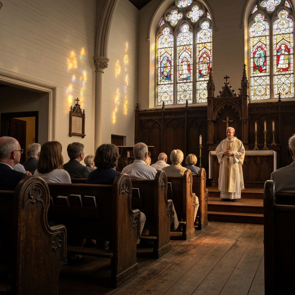Sunday worship service inside All Saints Episcopal Church